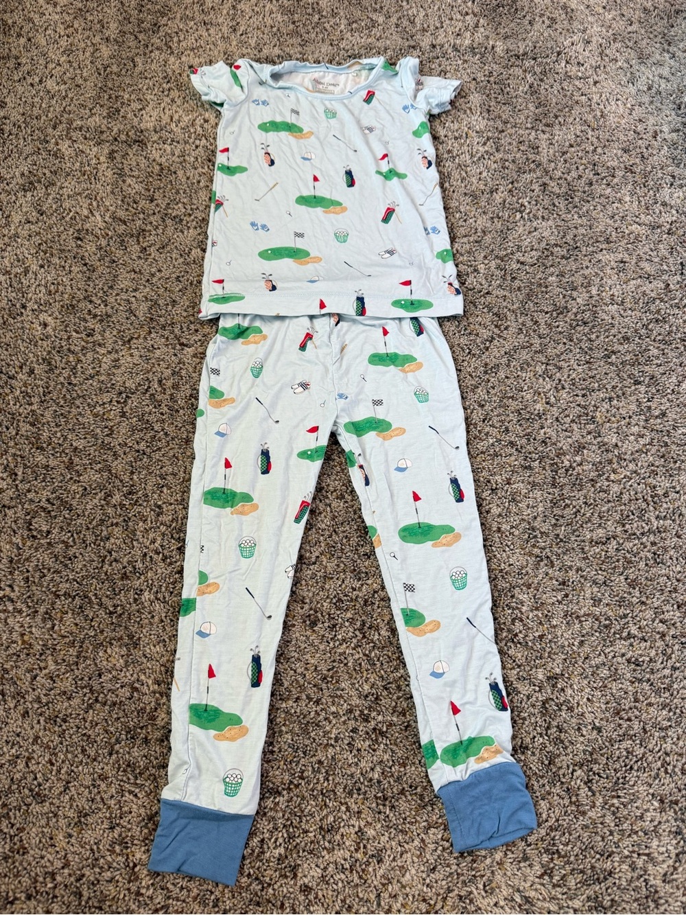 Angel Dear Bamboo Golf Things Print Two Piece Pajama Set - Size 3/4T